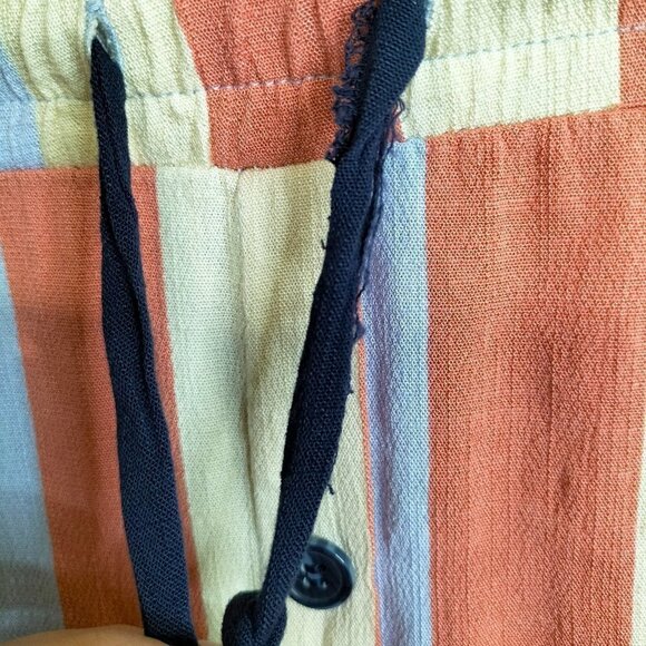 1080)LuLaRoe Blue Peach Striped Tie Waist Skirt Size XL - Picture 5 of 8